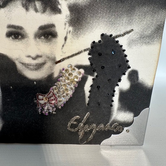 Vintage Audrey Hepburn Cigar Box Purse Handmade Beaded‎ Top Handle Bag - Picture 3 of 14